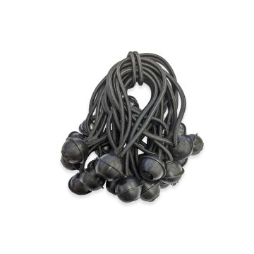 Elastiek met Balletjes lang voor bevestiging PVC zeilen - Zwart