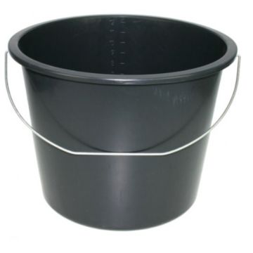 Emmer 12 L met stalen hengsel zwart (set van 2)