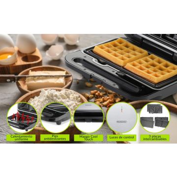 Sandwich Maker 3in1 Zwart/Zilver 1000W