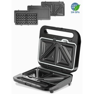 Sandwich Maker 3in1 Zwart/Zilver 1000W