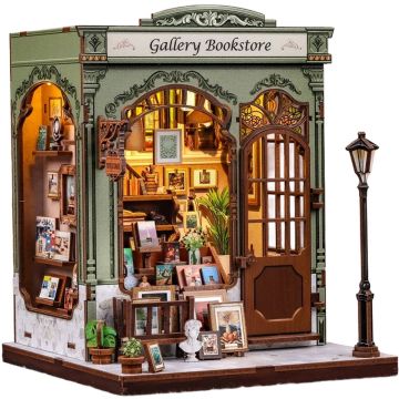 CuteBee Miniatuurhuisje Gallery Bookstore – Houten 3D Puzzel DIY Bouwpakket voor Volwassenen Modelbouw