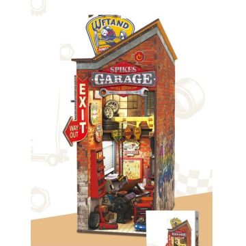 PlayfulMario Booknook Garage met verlichting Houten Modelbouw 164 Onderdelen