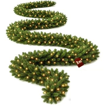 Premium kerstguirlande 3 m met lichtsnoer