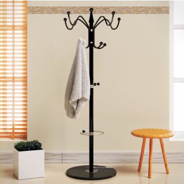 Kapstok Zwart Gebogen met marmeren voet 173cm 