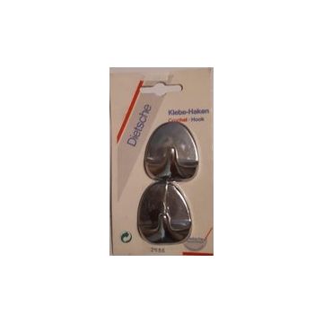 Universele handdoekhaken zelfklevend (setje van 2) zilverkleurig