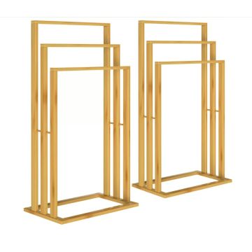 Handdoekenrek Set van 2 Bamboe 40x24x82cm