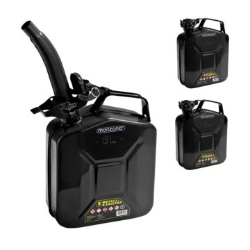 Metalen jerrycan 5 liter Zwart , Set van 3 met schenktuit