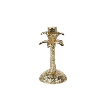Metalen Kandelaar Palm Goudkleurig maat L 29.5 cm hoog