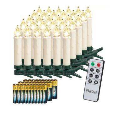 Kerstboomverlichting 40 LED Kaarsen Draadloos Warmwit