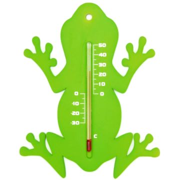 Kunststof Muurthermometer 15cm Groene Kikker voor Binnen en Buiten