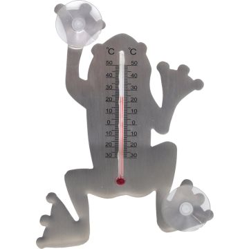 RVS Raamthermometer 16cm Kikker met zuignap voor Binnen en Buiten