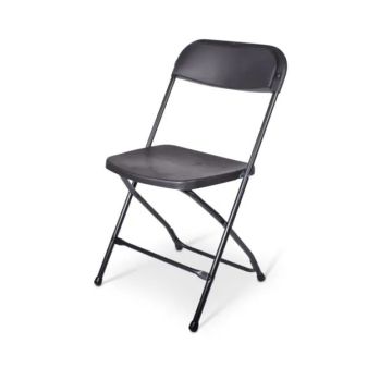 Klapstoel kunststof MILOS zwart frame - zwarte zitting