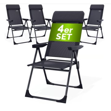 Tuinstoel met Hoge Rugleuning 4 Stuks Antraciet Aluminium
