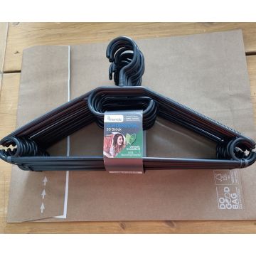 Set van 20 zwarte kledinghangers – kunststof, stevig en stijlvol