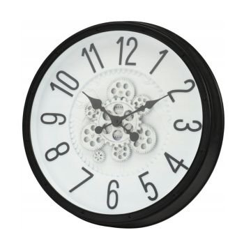 Wandklok 50 cm met roterend uurwerk Kunststof Zwart
