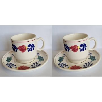 Boerenbont kop en schotel Boch set van 2 stuks met lichte schade