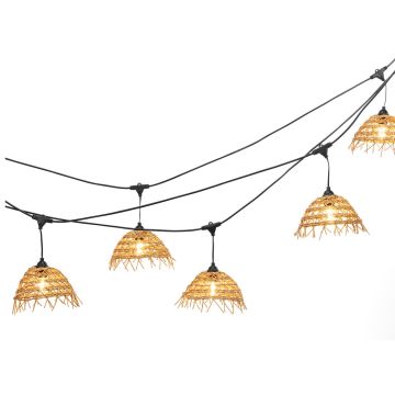 Boho lichtsnoer 10 meter lang met 10 gevlochten lampkapjes