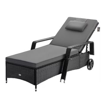 Ligbed Zwart/Antraciet Kunststof 193x90x43cm 