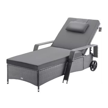 Ligbed Grijs/Antraciet Kunststof 193x90x43cm 