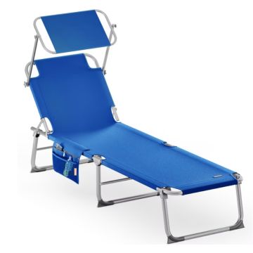 Ligbed Ibiza Blauw 190x59x29cm Alu Zonnescherm