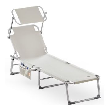 Ligbed Ibiza Creme 190x59x29cm Alu Zonnescherm