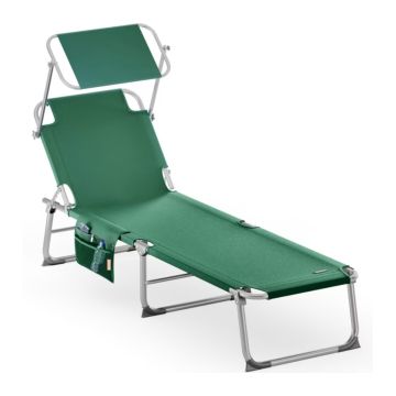 Ligbed Ibiza Groen 190x59x29cm Alu Zonnescherm