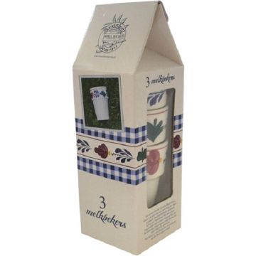 Boerenbont melkbeker Sonja set 3 stuks in cadeau verpakking 250ml - aardewerk