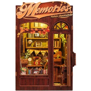 CuteBee Book Nook Memories Music Bookshop – Houten 3D Puzzel DIY Bouwpakket Volwassenen – Decoratieve Boekensteun