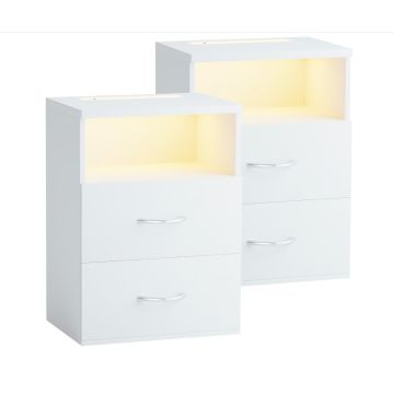 Nachtkastje Jamie Set van 2 Wit 55x40x28cm
