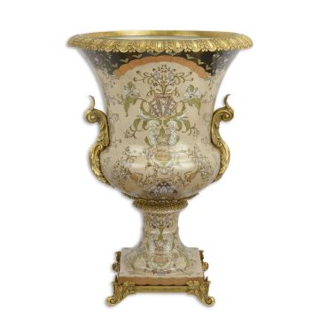 Porseleinen urn met bronzen montuur