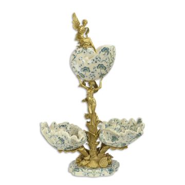 BRONZEN PORSELEINEN PRONKSTUK HOOGTE 74 CM