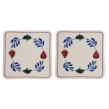 Boerenbont Pannen Onderzetter 20x20cm Aardewerk set van 2