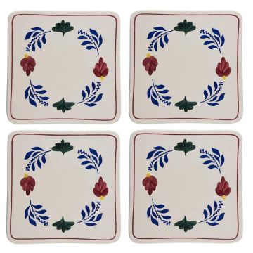 Boerenbont Pannen Onderzetter 20x20cm Aardewerk set van 4