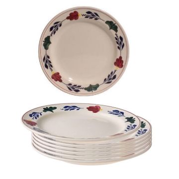 Boerenbont platte ontbijtborden Ø 21cm - set van 6 Stuks