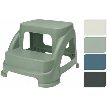 Opstapkruk met 2 treden kunststof - Anti-slip - Stapelbaar - Groen
