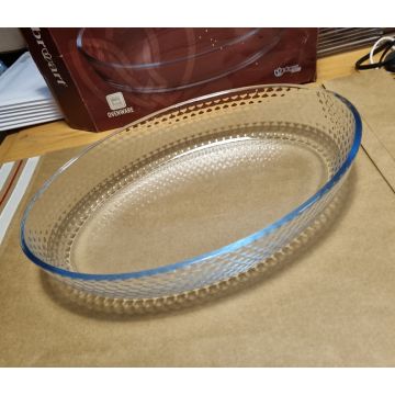 Glazen ovenschaal-serveerschaal ovaal 35 x 24 cm  - Ovenschotel oven serveerschaal van glas