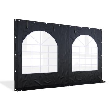PVC zijwand boograam en ritsen 4m-220cm hoog-Antraciet