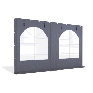 Partytent zijwand PVC met ramen en ritsen 4 mtr - 220cm hoog