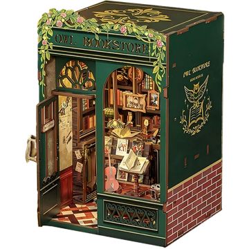 CuteBee Book Nook Owl Bookstore – Houten 3D Puzzel DIY Bouwpakket voor Volwassenen – Decoratieve Boekensteun