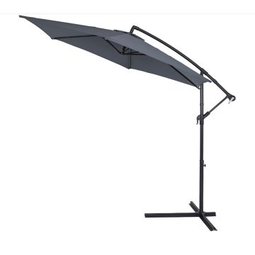 Ampel parasol Ø300cm antraciet aluminium UV 30+ met hoes & zwengel