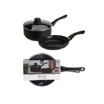 EH Pannenset aluminium met antiaanbaklaag - Set steelpan en koekenpan 20cm