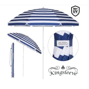 Parasol Kreta Blauw/Wit 200cm UV-bescherming 50+ Kantelfunctie
