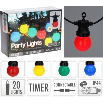 Koppelbare Tuin Party verlichting met 20 Gekleurde Lampen – Voor Binnen en Buiten