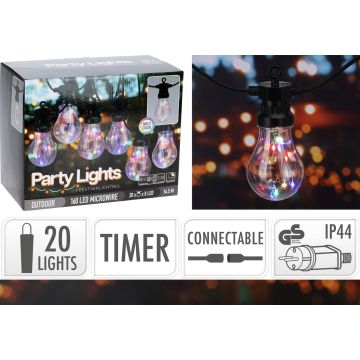 Feestverlichting met 20 multi colour lampen koppelbaar Zwart