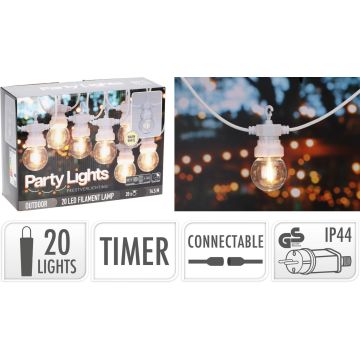 Feestverlichting met 20 warm witte lampen koppelbaar Wit