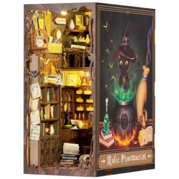 CuteBee Book Nook The Magic Pharmacist – Houten 3D Puzzel DIY Bouwpakket voor Volwassenen – Decoratieve Boekensteun