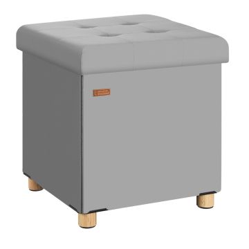 Poef Grijs Fluweel 42x38x38cm inklapbaar