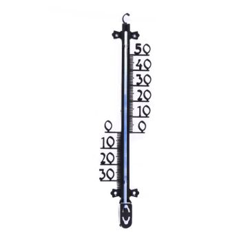 Kunststof Muurthermometer 25cm Zwart voor Binnen en Buiten