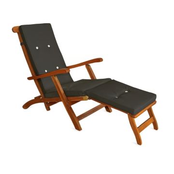 Ligbed Queen Mary® acaciahout FSC®-gecertificeerd incl kussen Antraciet