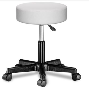 Casaria Verstelbare Draaikruk - Kunstleer 46/60cm Zithoogte Wit